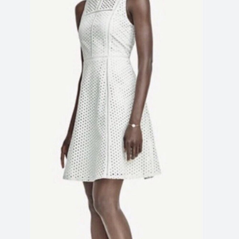 Ann Taylor Light Blue Eyelet Mini Dress Size 8 - Picture 7 of 7